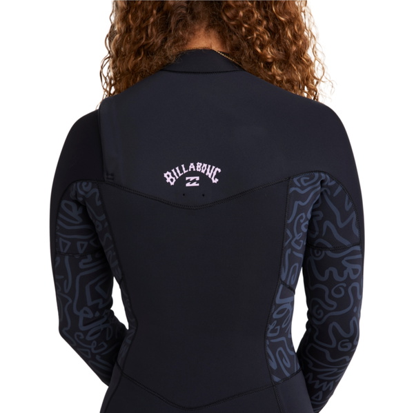 2026 Billabong Womens Synergy Natural 2/2mm Chest Zip Long Sleeve Springsuit Wetsuit 24BW191508 - Black Fade